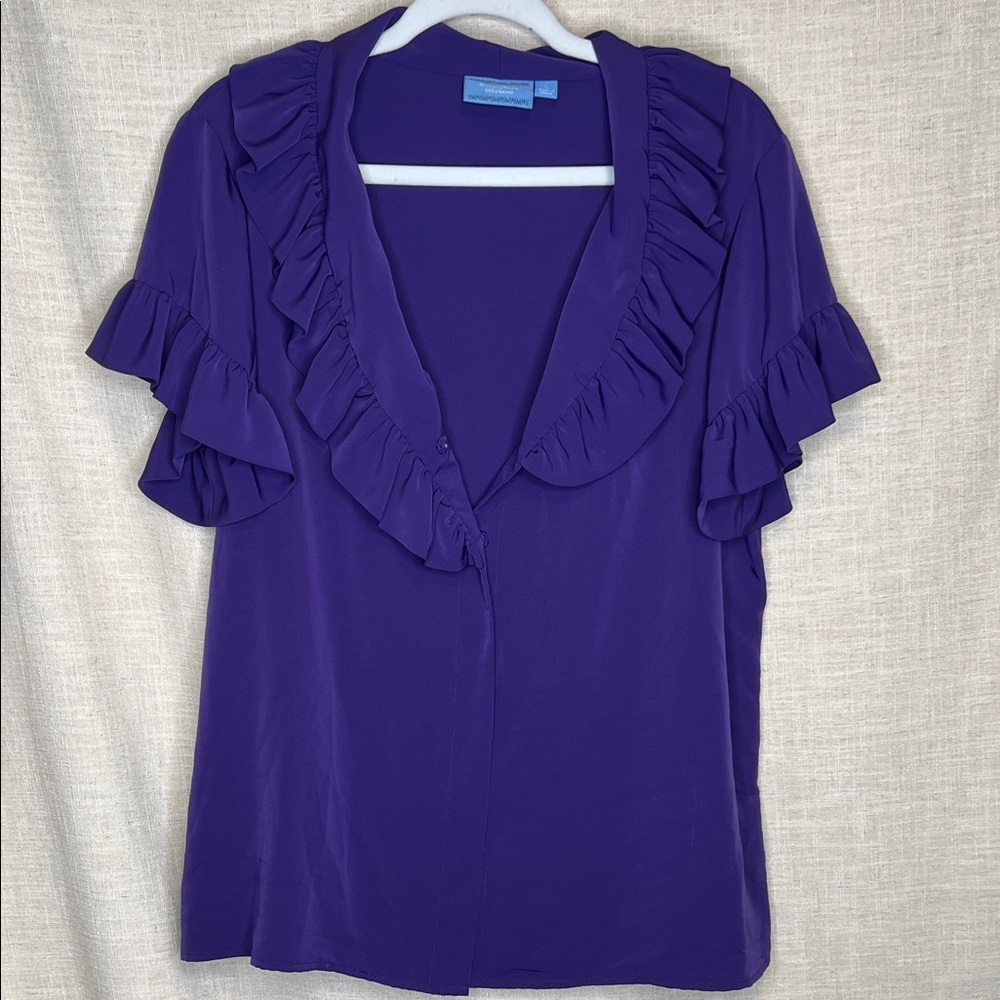 Simply Vera Vera Wang Purple Ruffle V-Neck Blouse